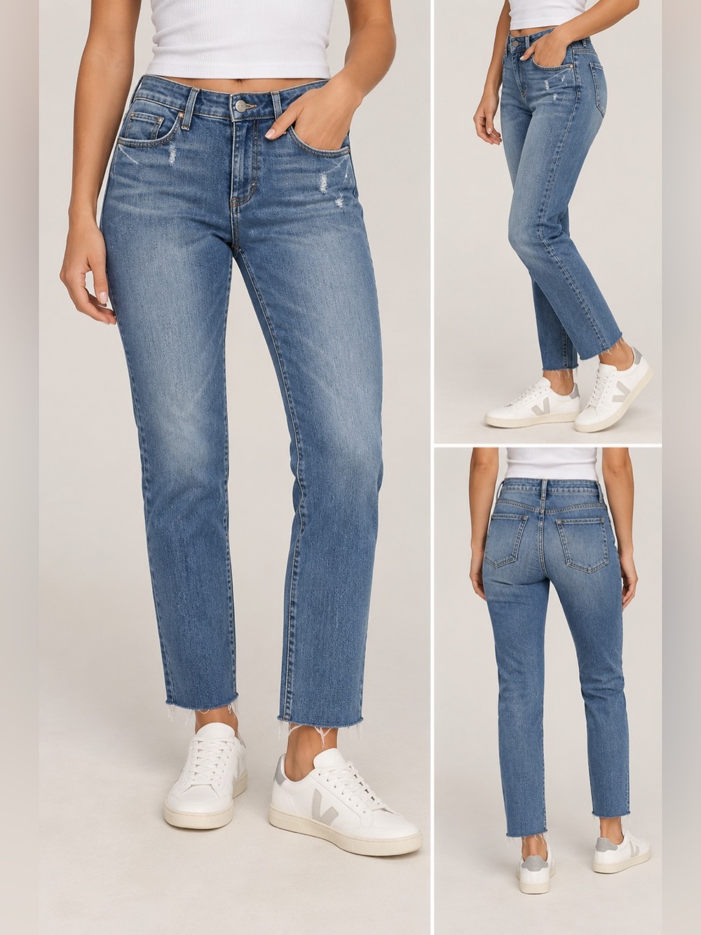 94. | PAIGE | Light Blue | Skyline Ankle Peg Jeans | Raw Hem